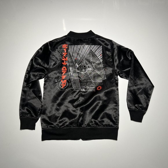 Star Wars Black and Red Shiny Polyester Nylon Zip Up Jacket Unisex Size L - Picture 2 of 3